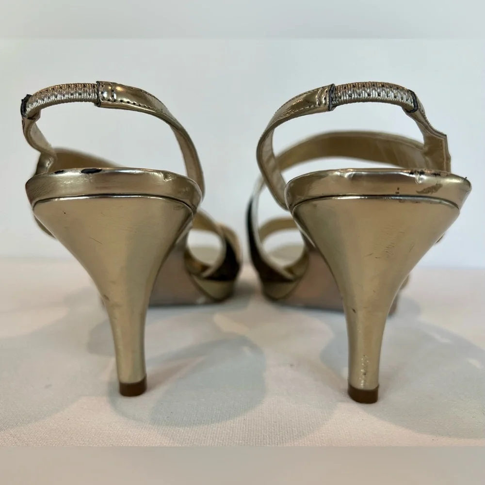 Nina Women’s Leather Slingback Gold Silver Heels  Size 9.5 - Picture 10 of 10